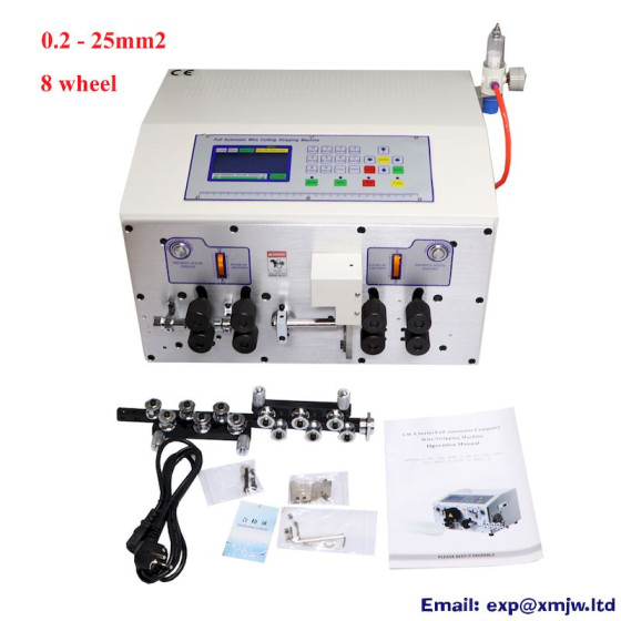 0.2-25mm2 Automatic Adjustable Wire Stripping Peeling Cutting Machine SWT508MAX 8 Wheel Driver Cable Cutter Stripper 220V 110V