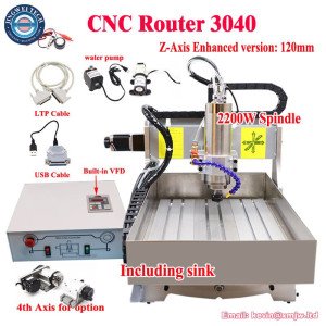 4 Axis CNC 3040 2.2KW Metal Wood Engraving Machine with Sink Water Tank Carving Mach3 CNC Router Milling Machine 4030 USB LTP