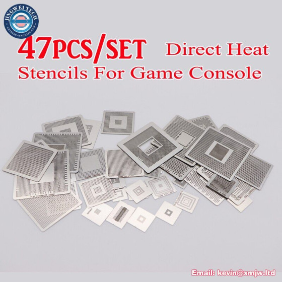 47pcs/lot Direct Heat BGA Reballing Stencils Universal For Game Console PS3 CPU PS4 GPU XBOX CXD WII For SMT SMD Chip Rpair