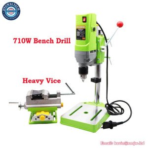 710W Bench Drill Milling Machine + Heavy Vice Aluminum Alloy Workbench Stand Drilling Machine For DIY Wood Metal Electric Tools